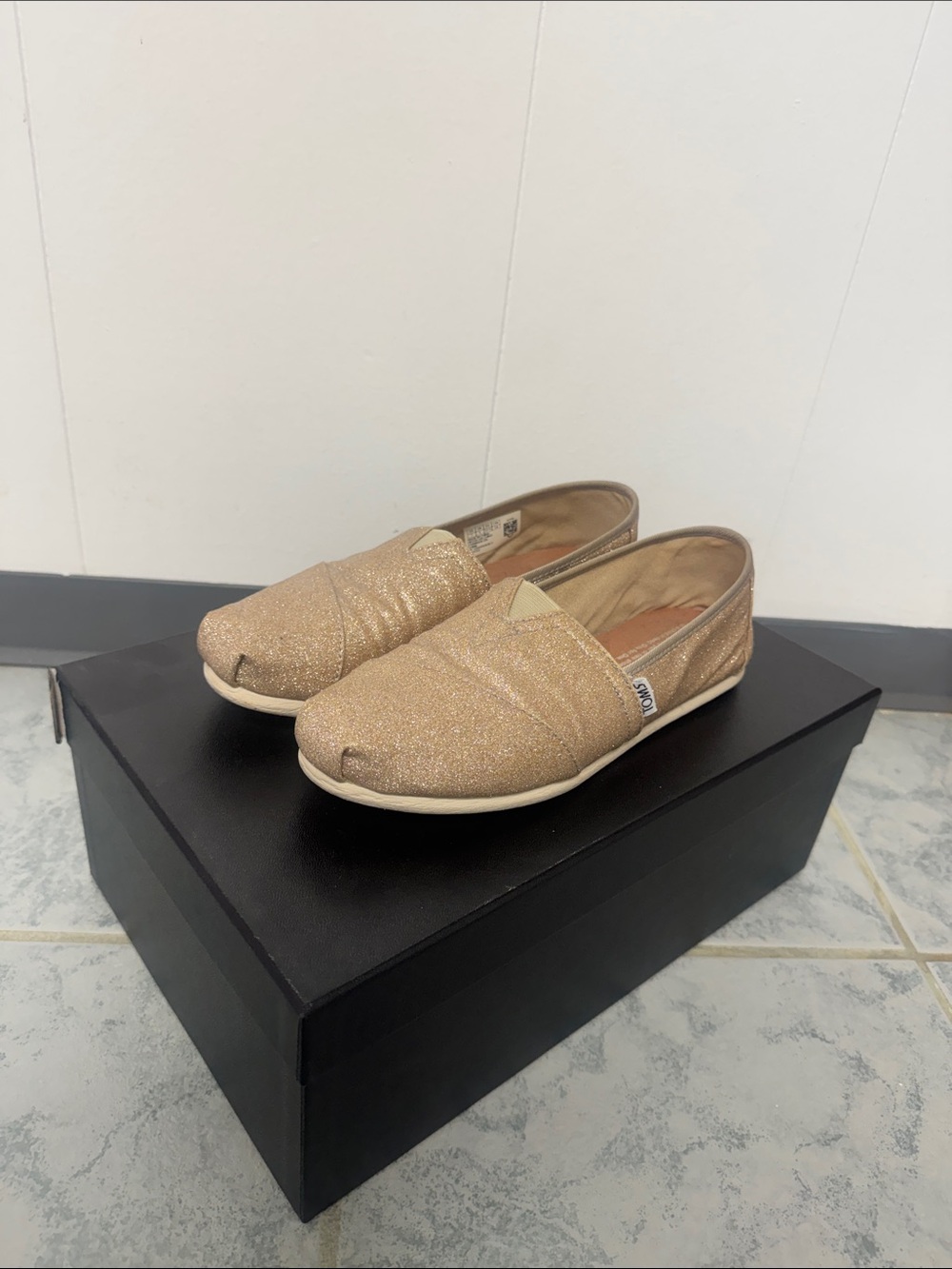 Toms Metallic Gold Slip-On Espadrille Flats